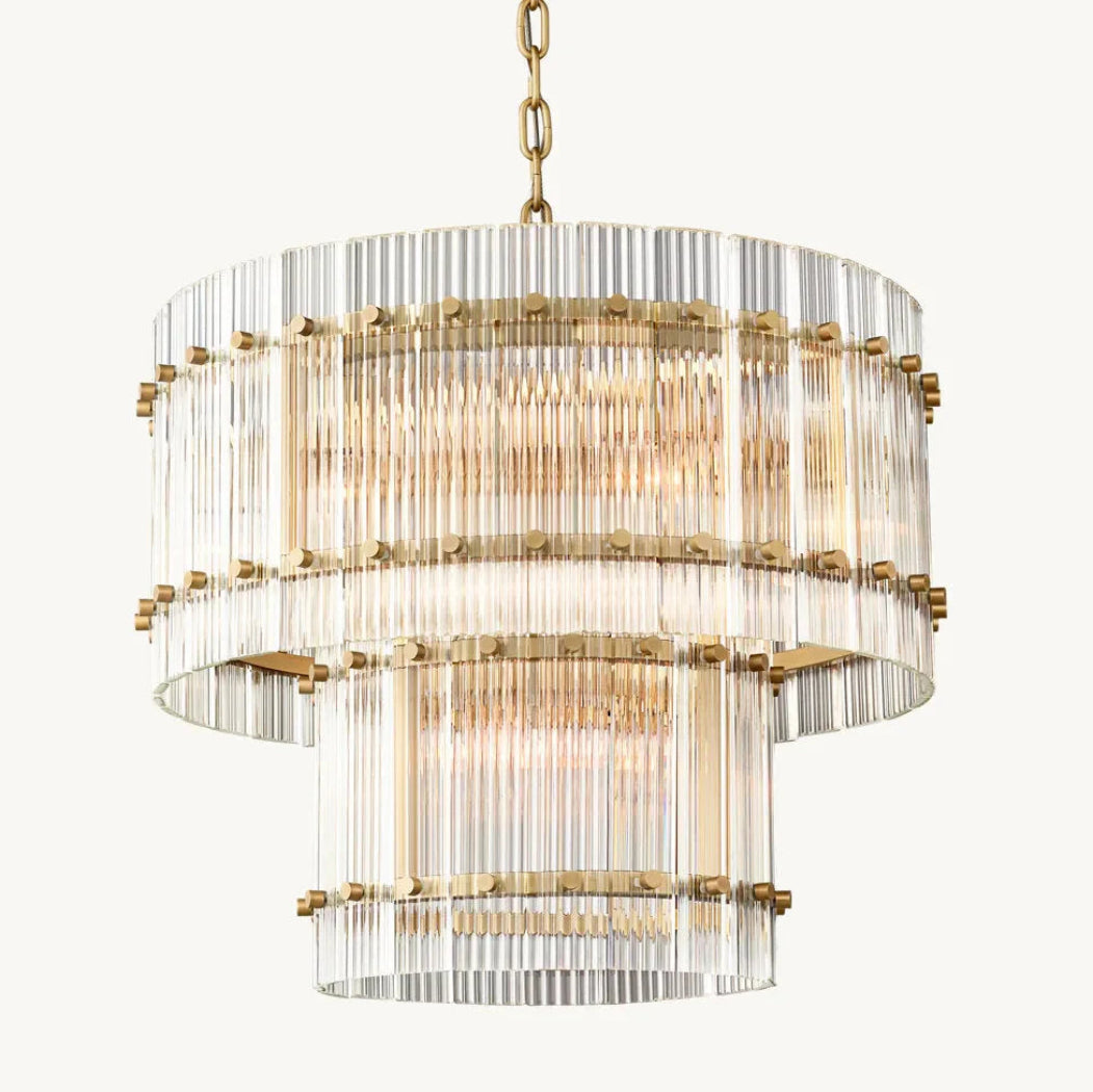 San Marco Modern Glass 2-Tier Round Chandelier 37"
