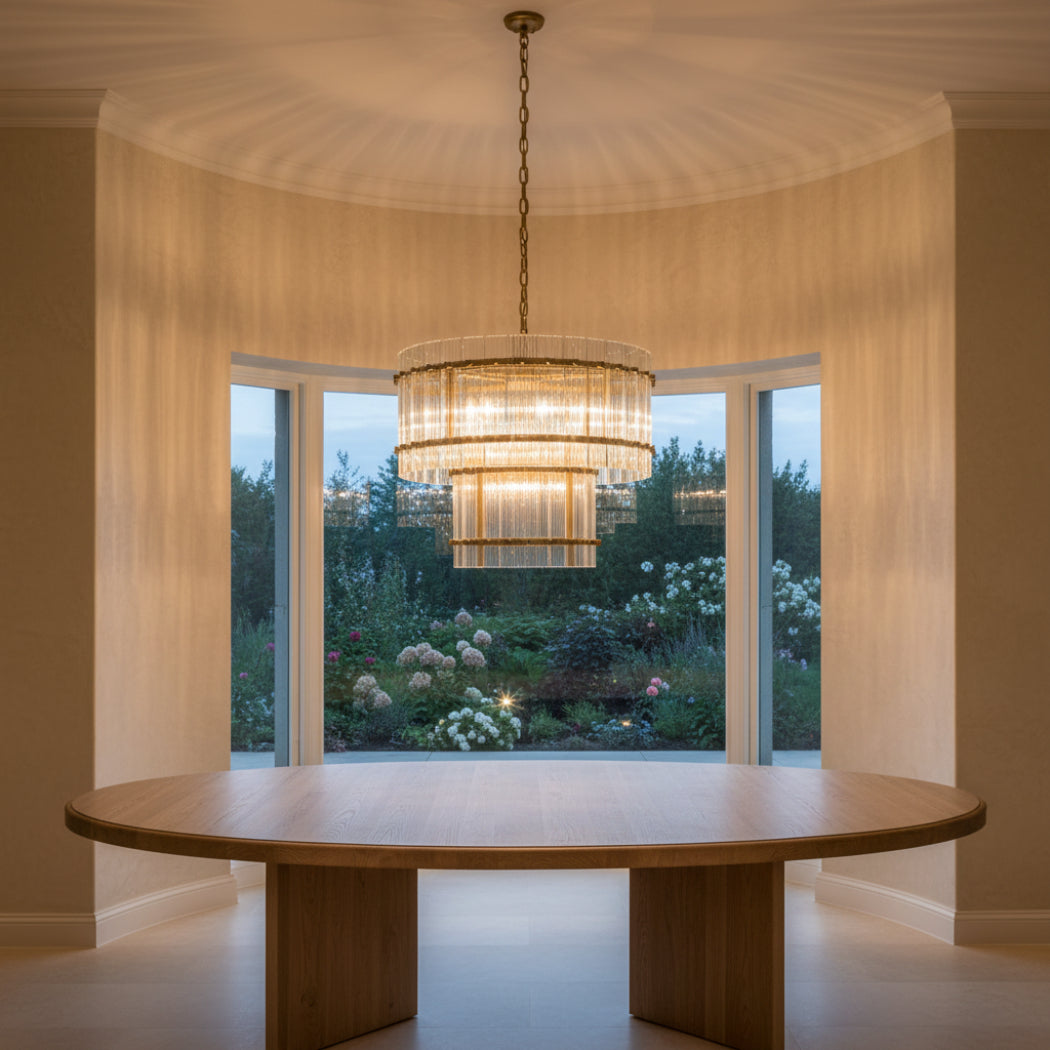 San Marco Modern Glass 2-Tier Round Chandelier 37"