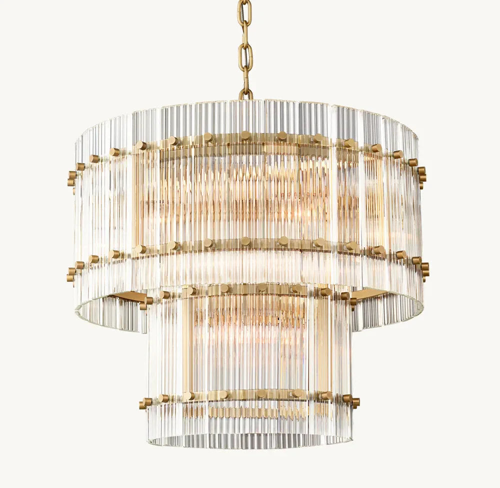 San Marco Modern Glass 2-Tier Round Chandelier 37"