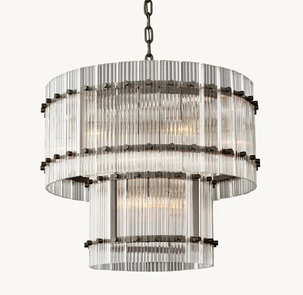 San Marco Modern Glass 2-Tier Round Chandelier 22"