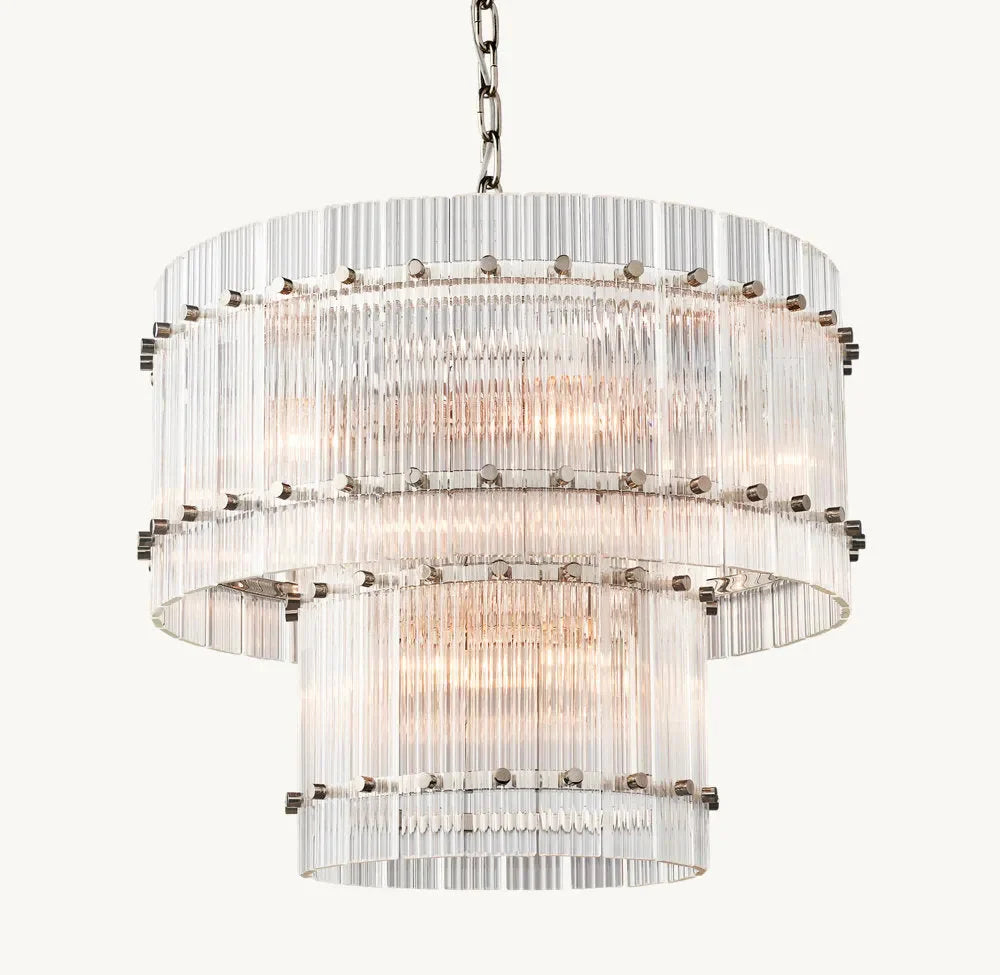 San Marco Modern Glass 2-Tier Round Chandelier 22"