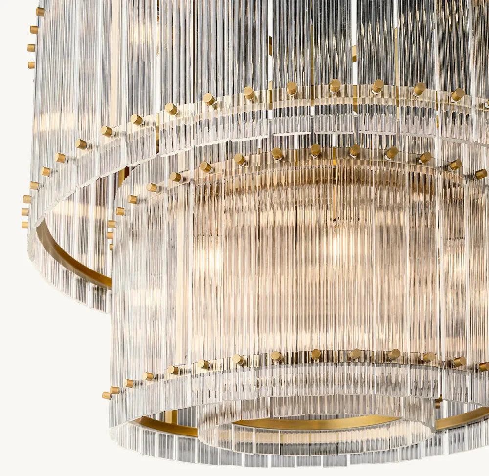 San Marco Modern Glass 2-Tier Round Chandelier 37"