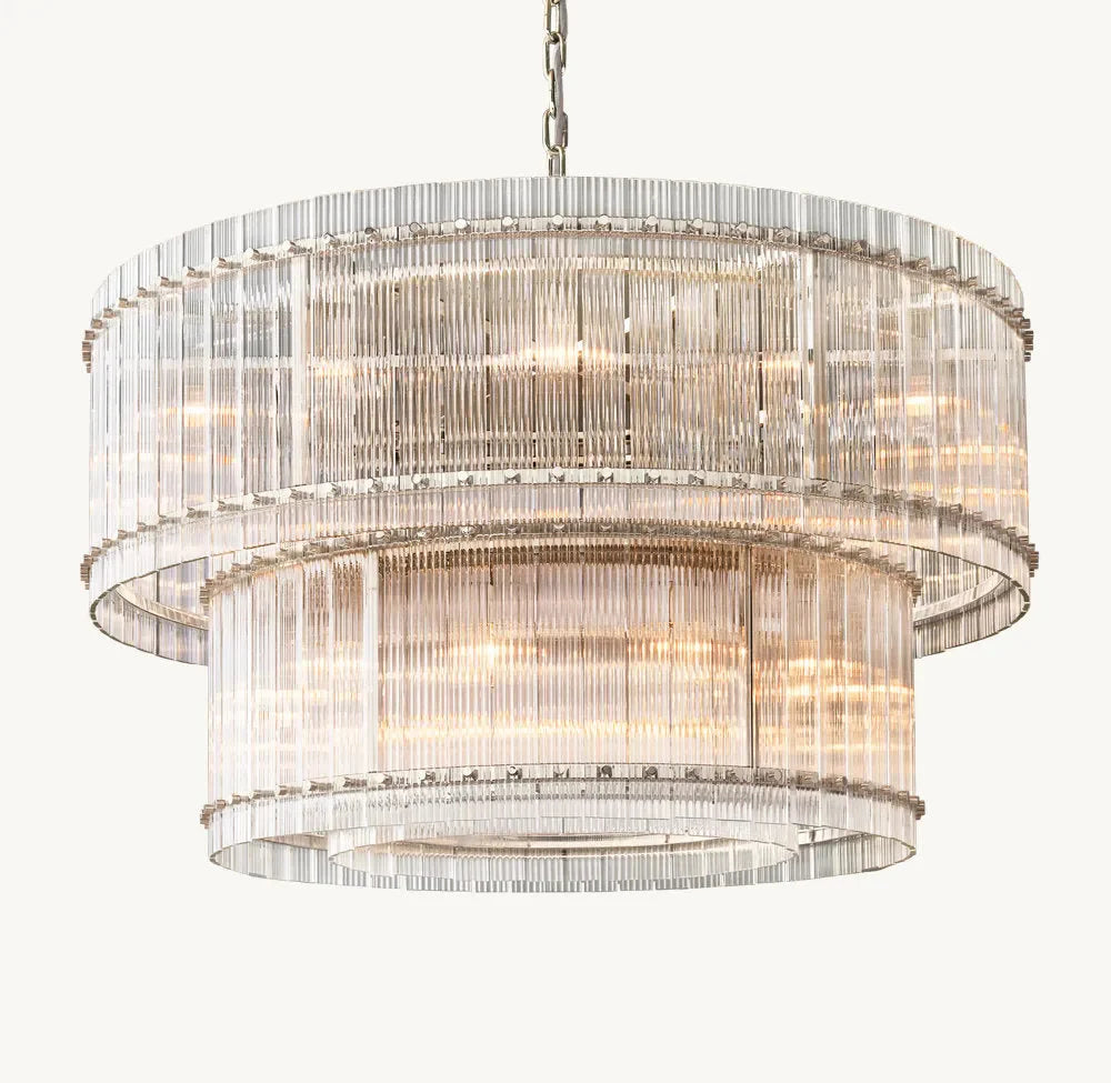 San Marco Modern Glass 2-Tier Round Chandelier 48"