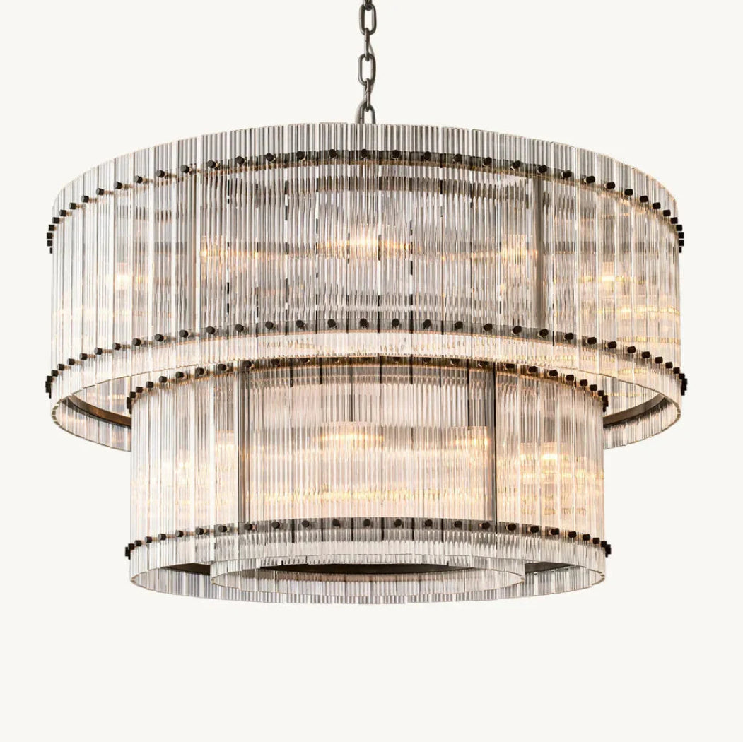 San Marco Modern Glass 2-Tier Round Chandelier 48"