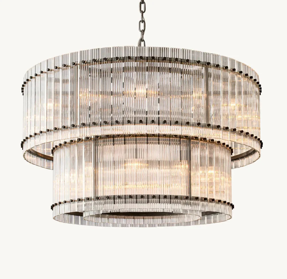 San Marco Modern Glass 2-Tier Round Chandelier 48"