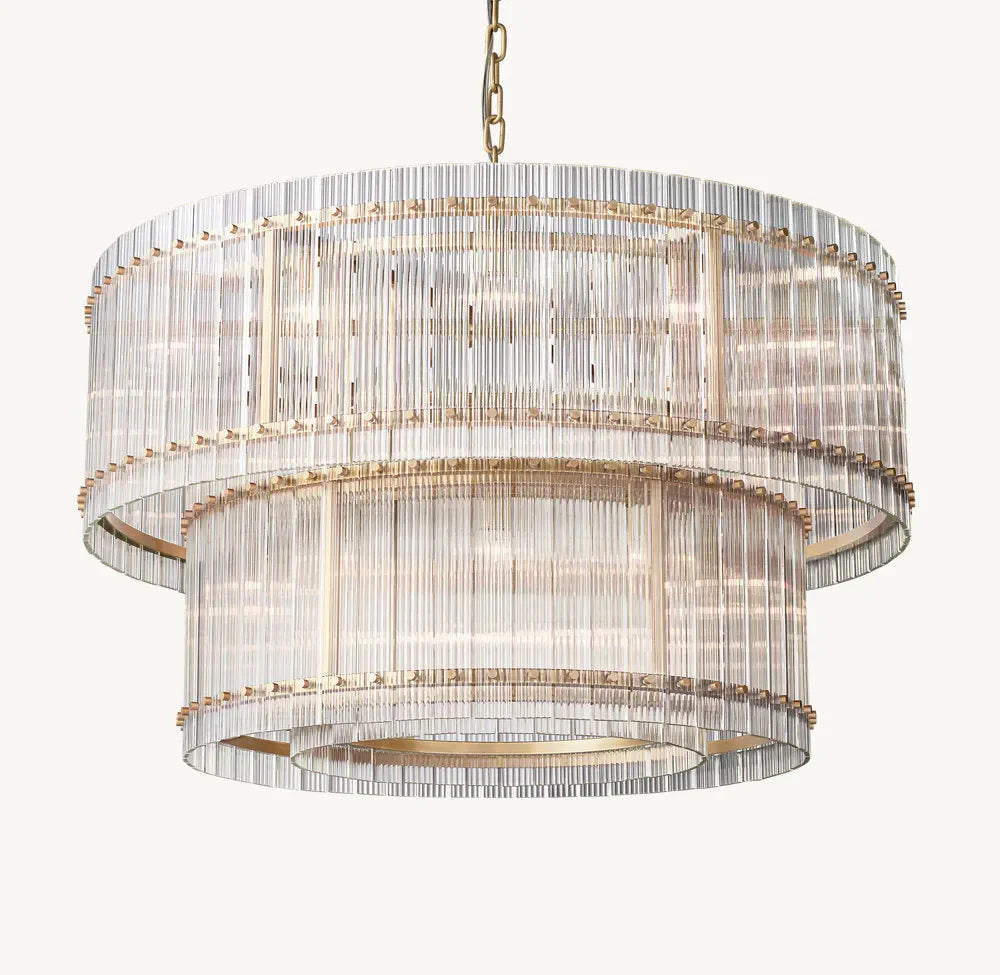 San Marco Modern Glass 2-Tier Round Chandelier 48"