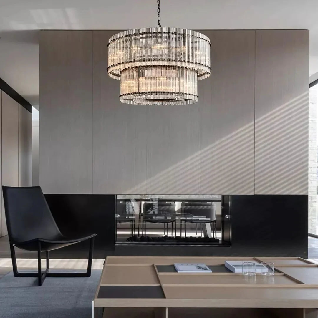 San Marco Modern Glass 2-Tier Round Chandelier 48"