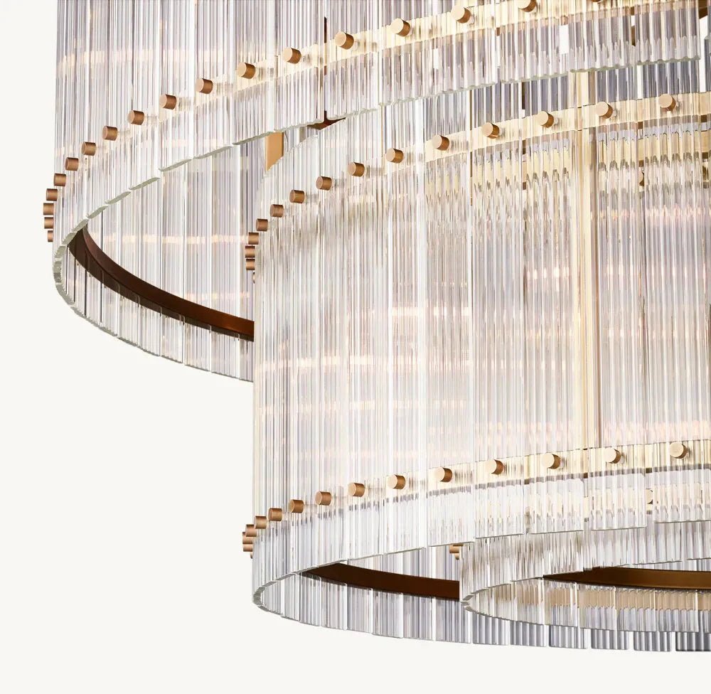 San Marco Modern Glass 2-Tier Round Chandelier 48"