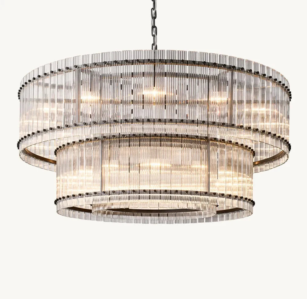 San Marco Modern Glass 2-Tier Round Chandelier 60"
