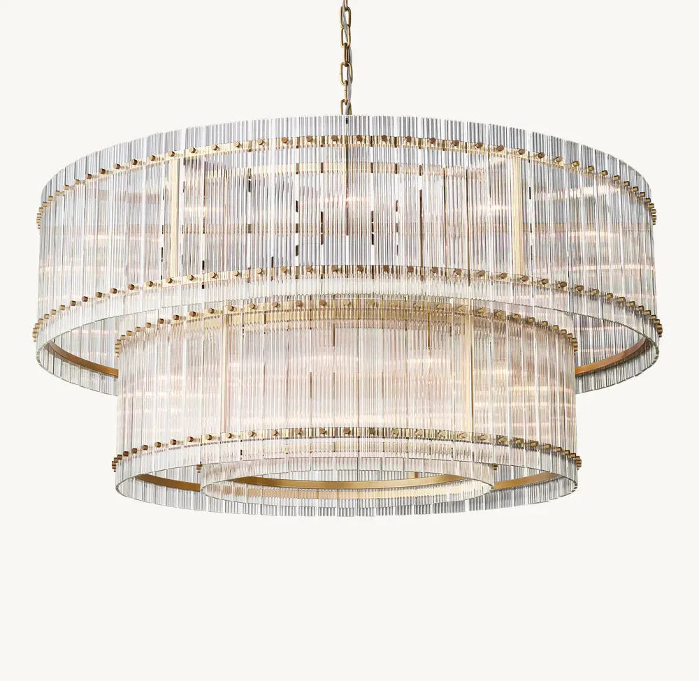 San Marco Modern Glass 2-Tier Round Chandelier 60"