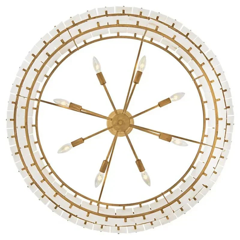 Modern Alabaster Drum 2-Tier Chandelier