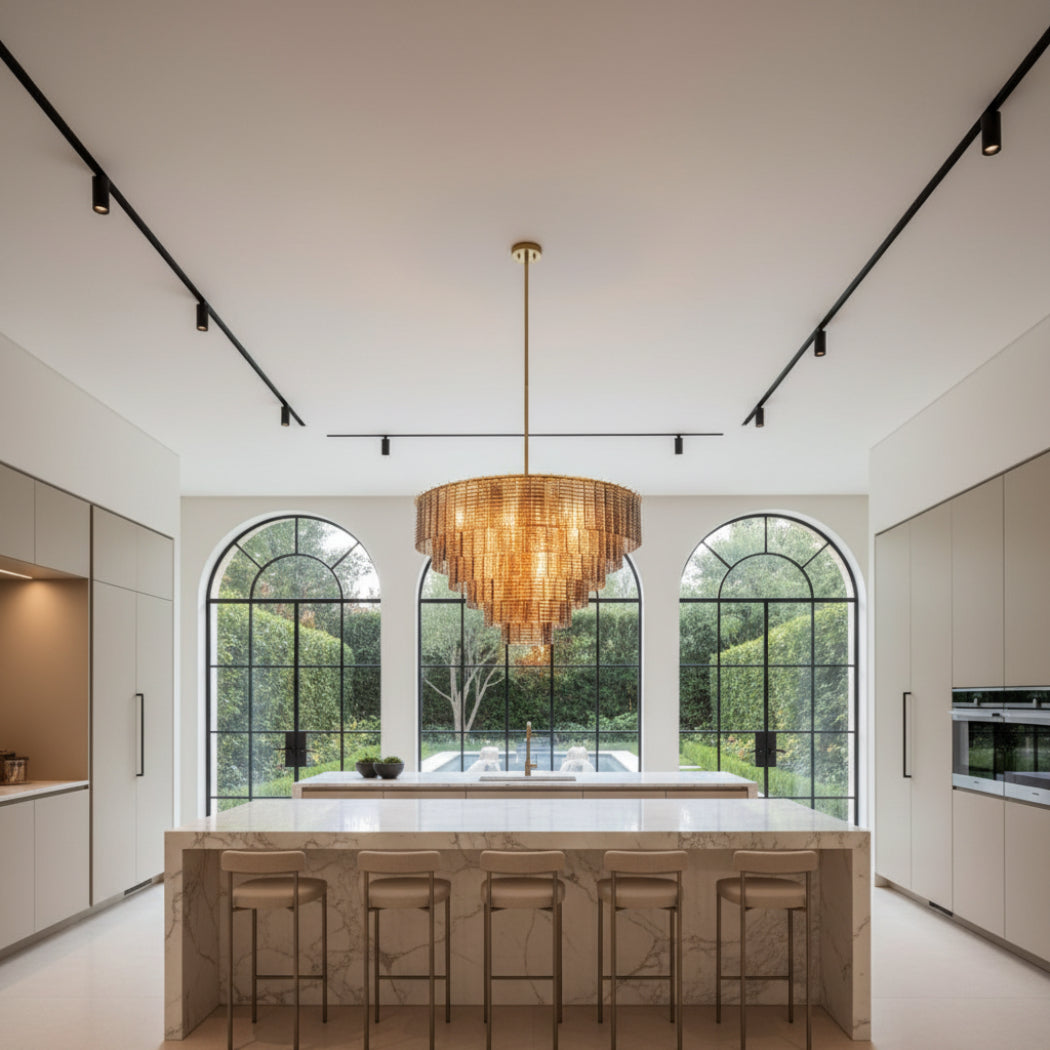 Sirene Smoke Glass Round Chandelier 41”