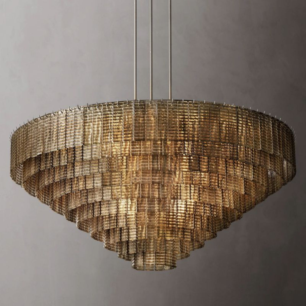 Sirene Modern Smoke Glass Round Chandelier 65"