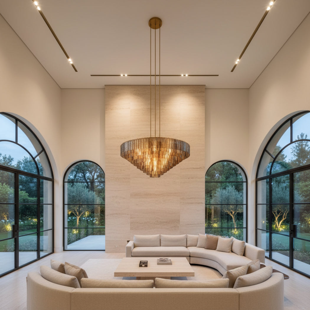 Sirene Modern Smoke Glass Round Chandelier 65"