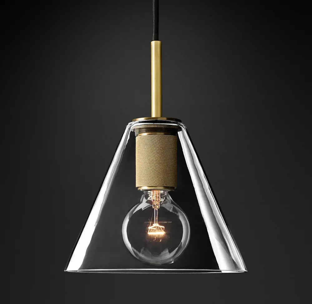 Machinist Modern Shade Glass Pendant Light 8”