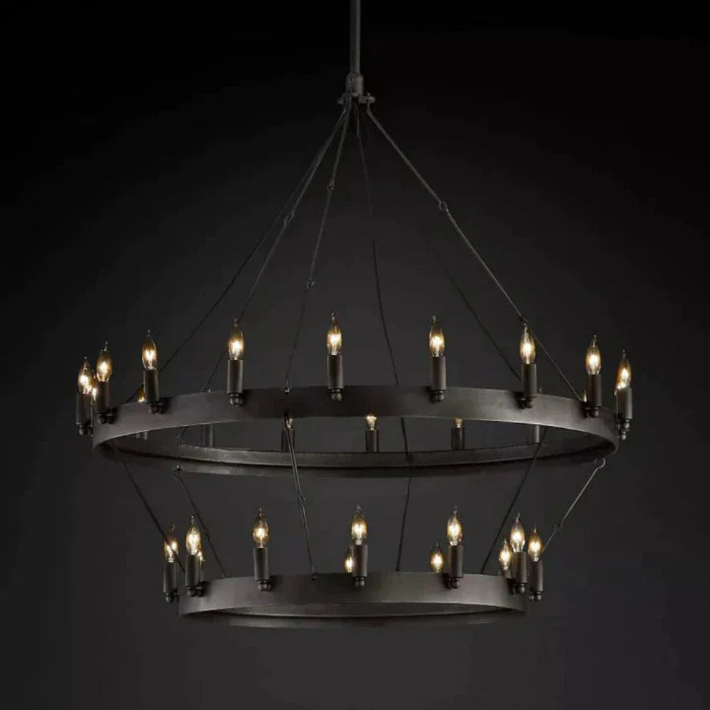 Camino Vintage Two-Tier Round Chandelier 38"