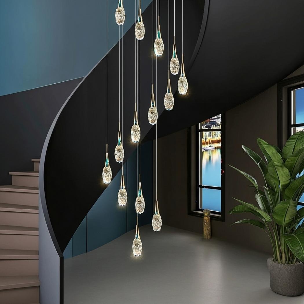 Teardrop Crystal Stair Chandelier