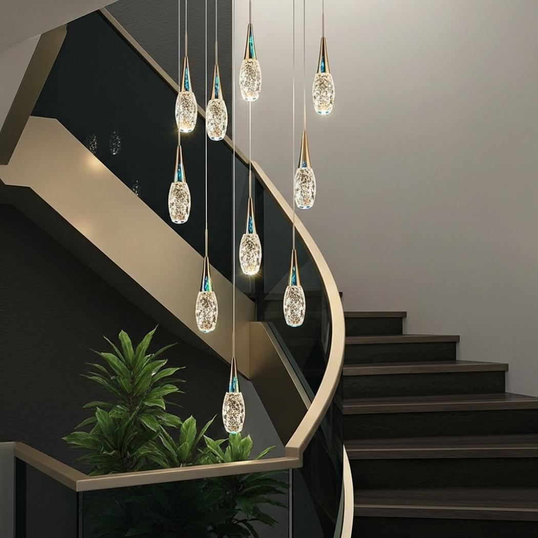 Teardrop Crystal Stair Chandelier
