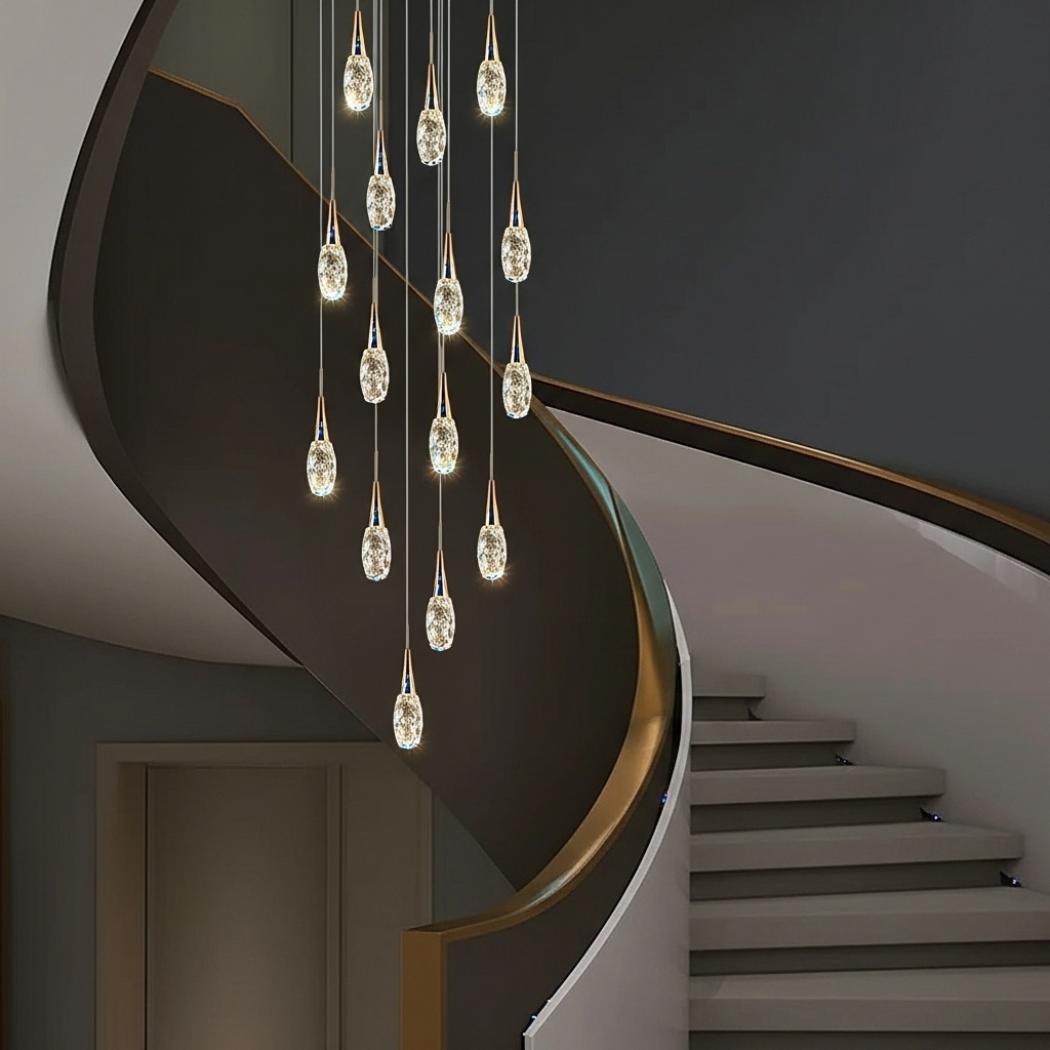 Teardrop Crystal Stair Chandelier