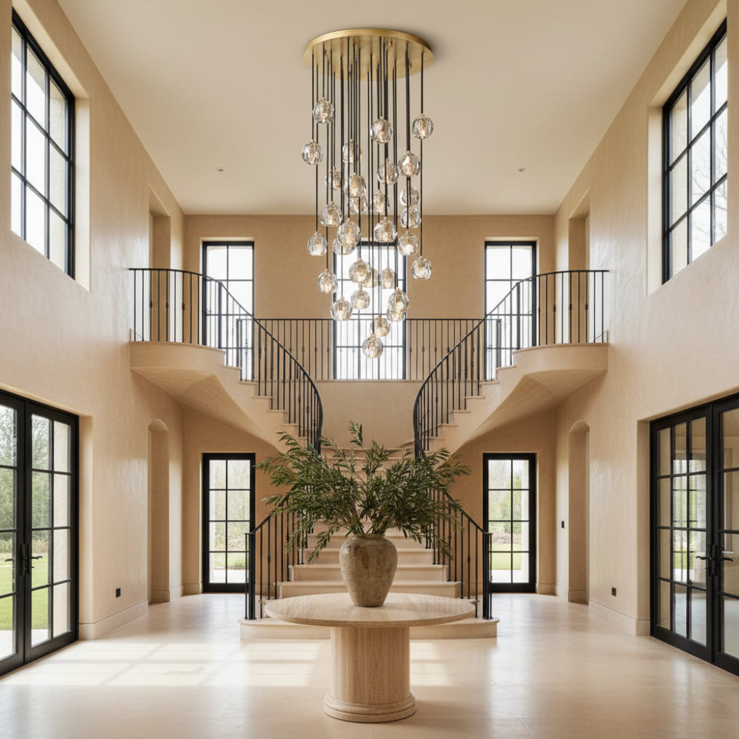 Boule De Modern Clear Round Cluster Chandelier 30"