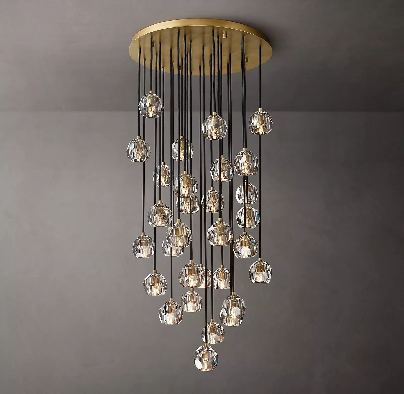 Boule De Modern Clear Round Cluster Chandelier 30"