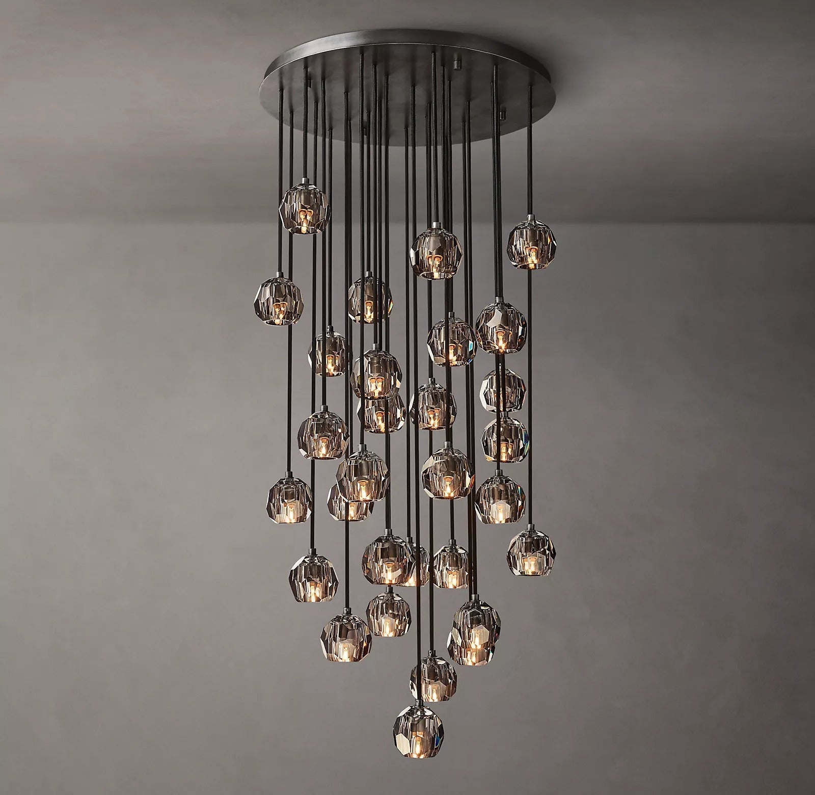 Boule De Modern Smoke  Round Cluster Chandelier 30"