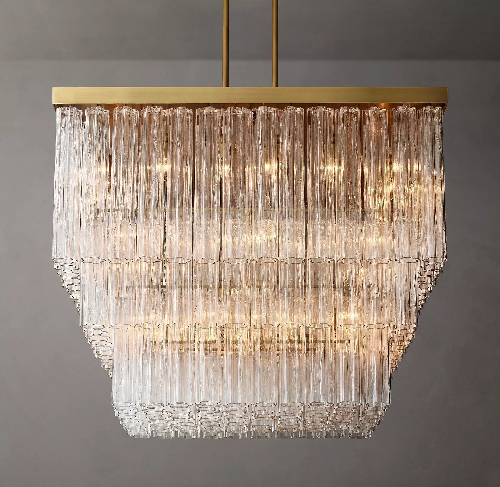 Caesar Modern Glass Tube Square Chandelier 45"