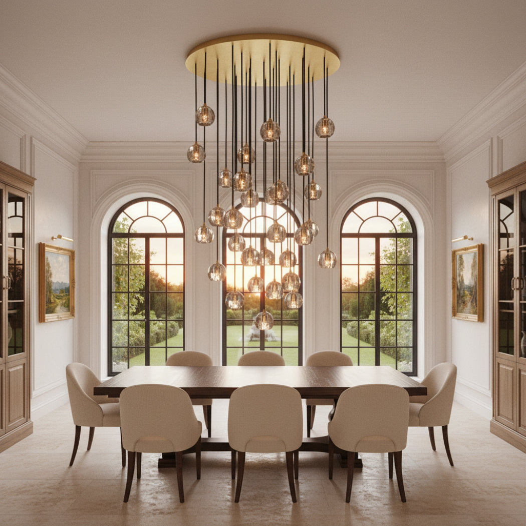 Boule De Modern Clear Round Cluster Chandelier 40"