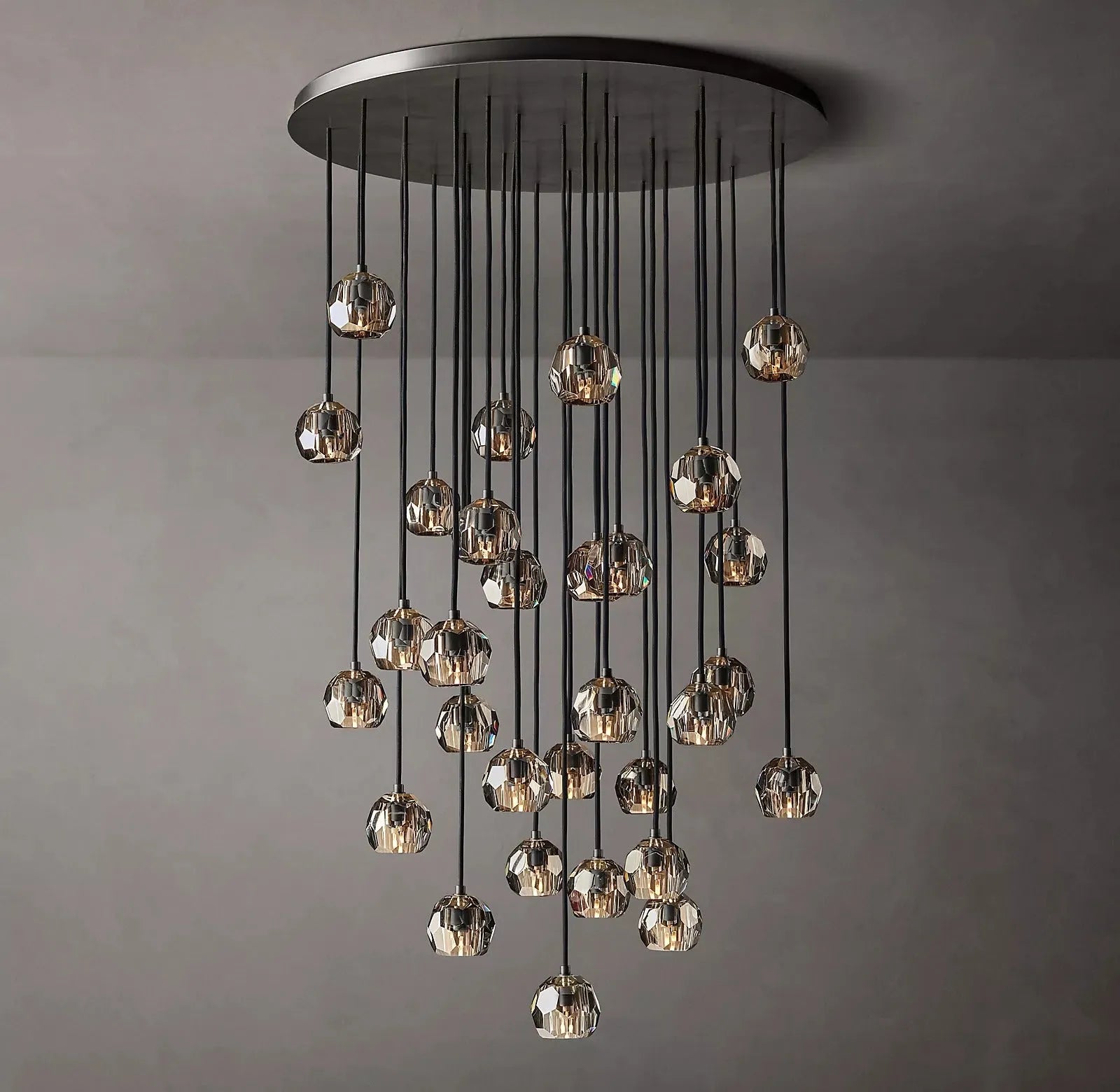 Boule De Morden Somke Round Cluster Chandelier 40"