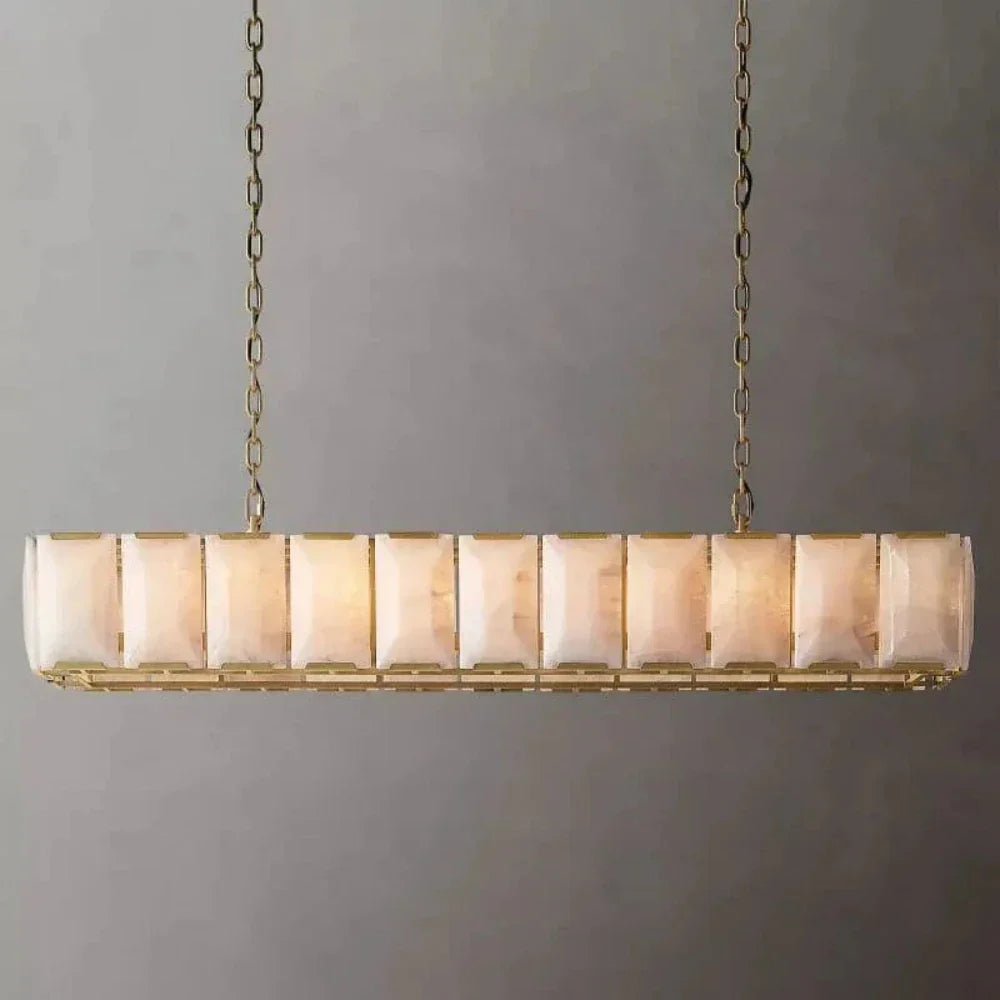 Harlowe Modern Calcite Rectangular Chandelier 74"