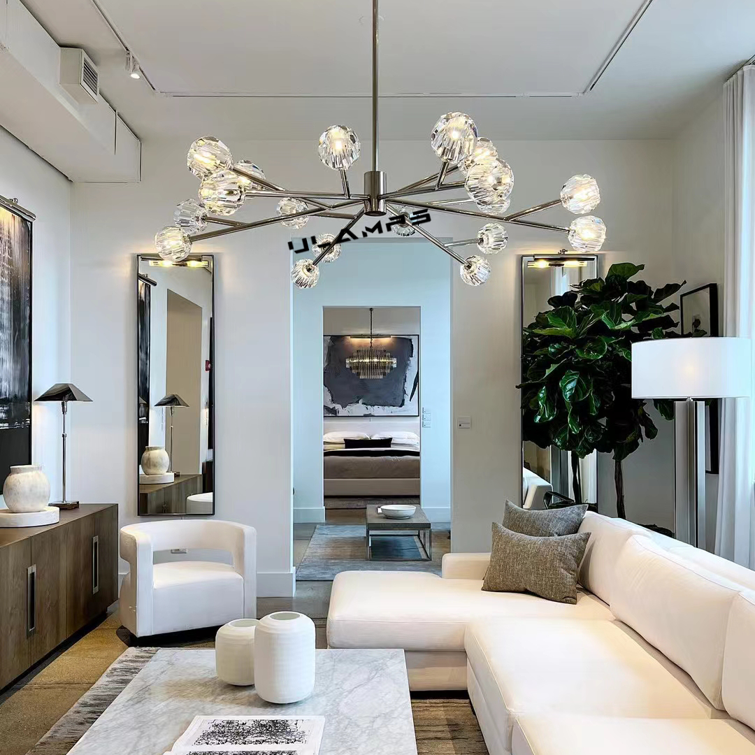 Boule De Modern Clear Round Chandelier 48"