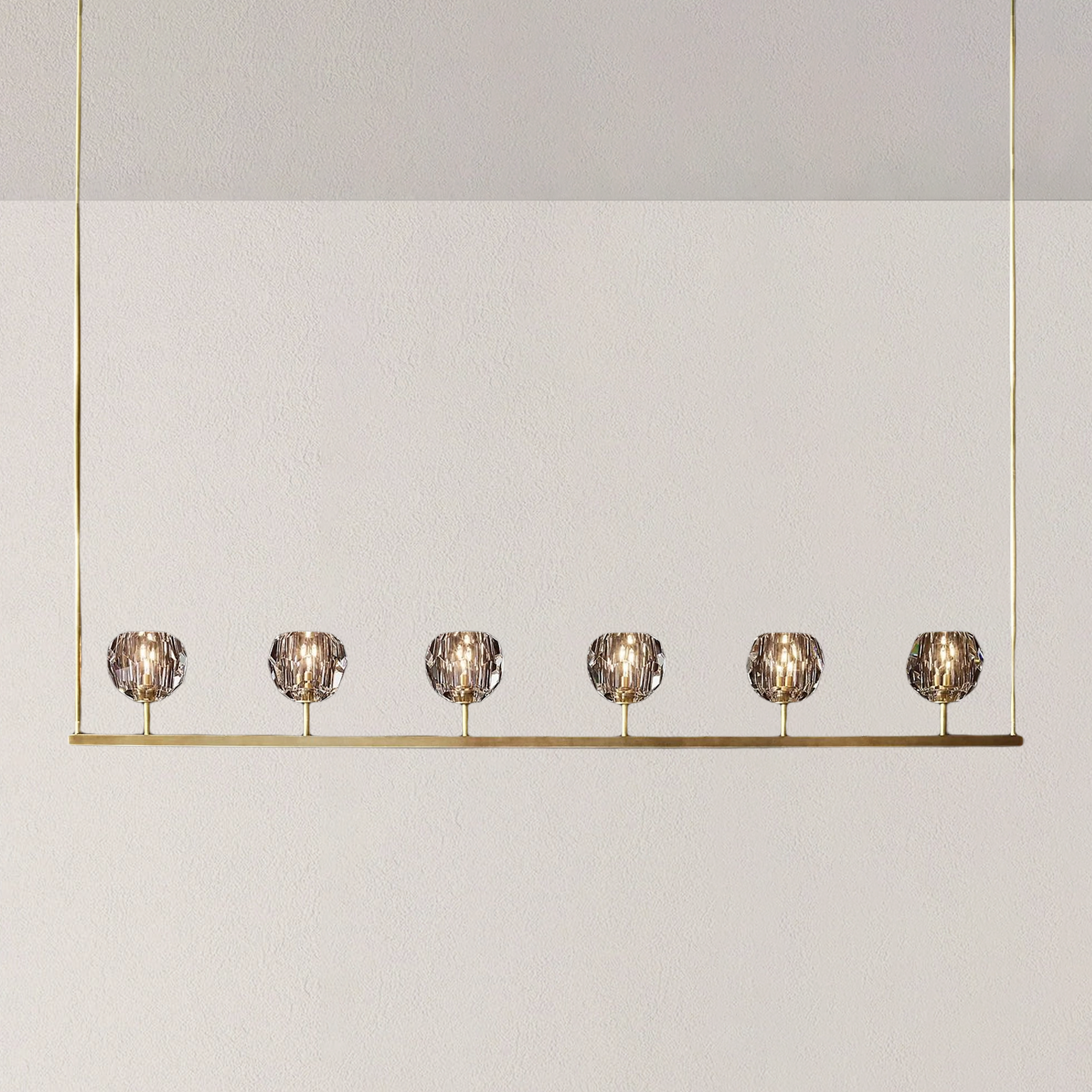 Boule De Crystal Clear Glass Minimalist Linear Chandelier 60"