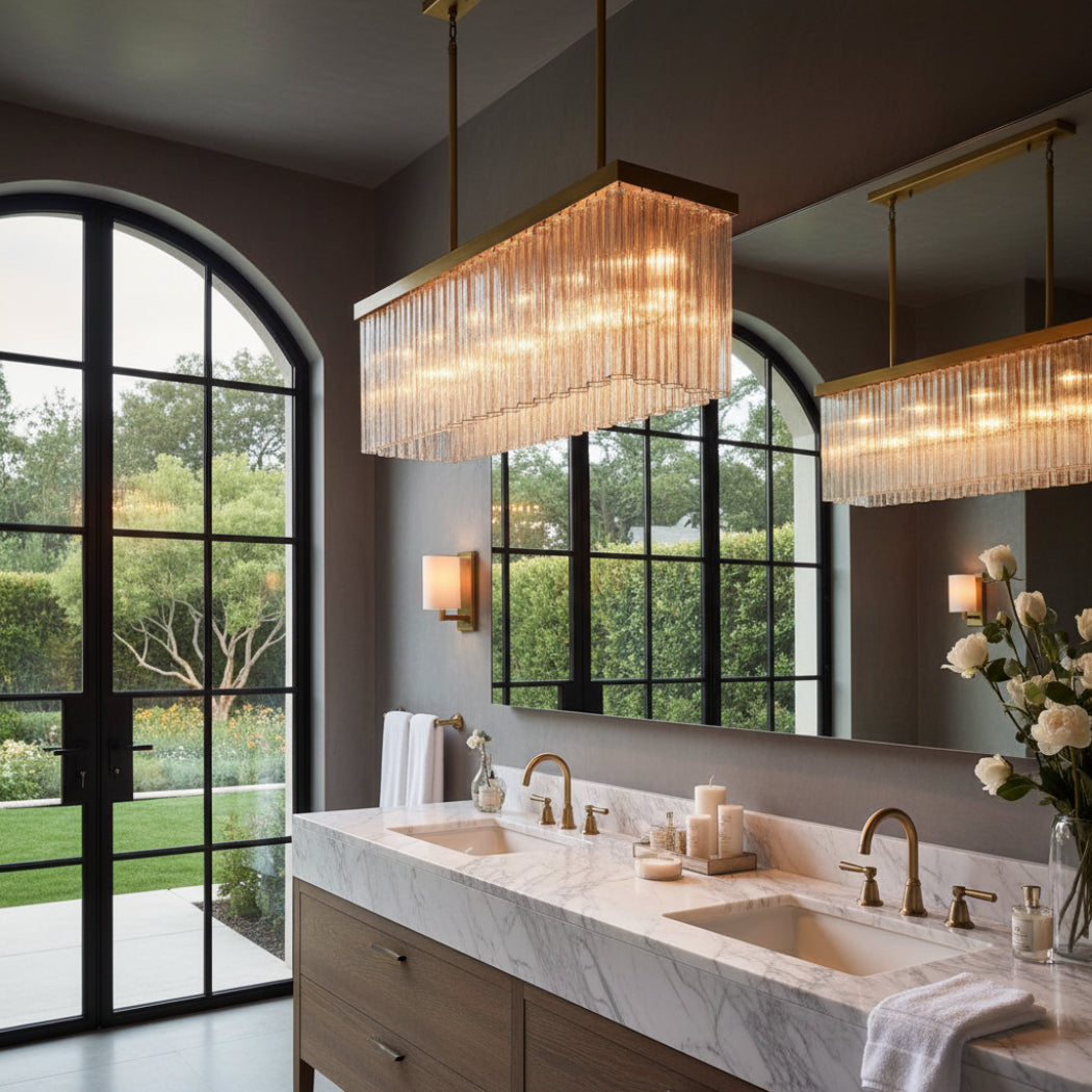 Caesar Modern Glass Tube Linear Chandelier 54"