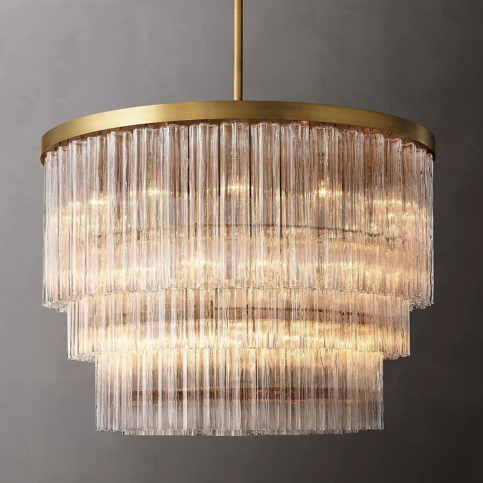 Caesar Modern Glass Tube 3-Tier Round Chandelier 48"