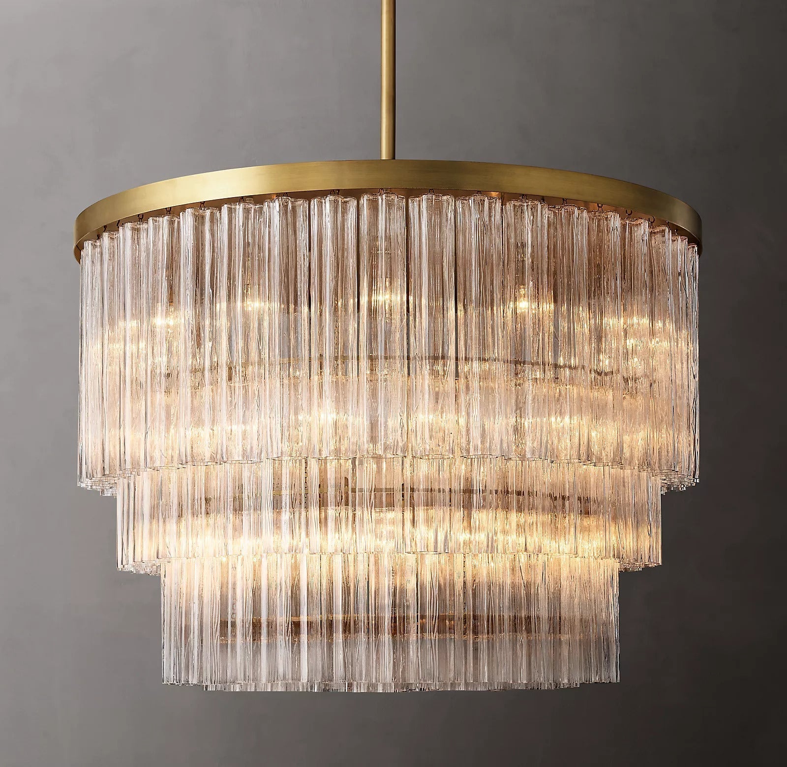 Caesar Modern Glass Tube 3-Tier Round Chandelier 36"