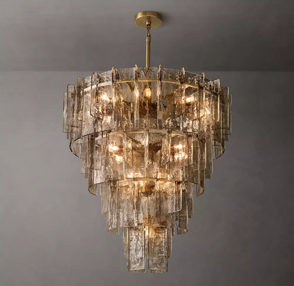 Lattice Modern Smoke Glass Tired Chandelier 47"