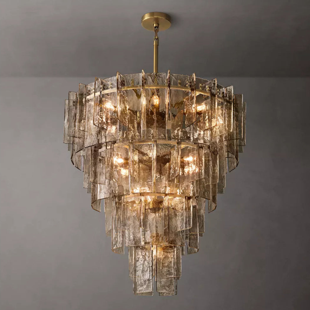 Lattice Modern Smoke Glass Tired Chandelier 47"