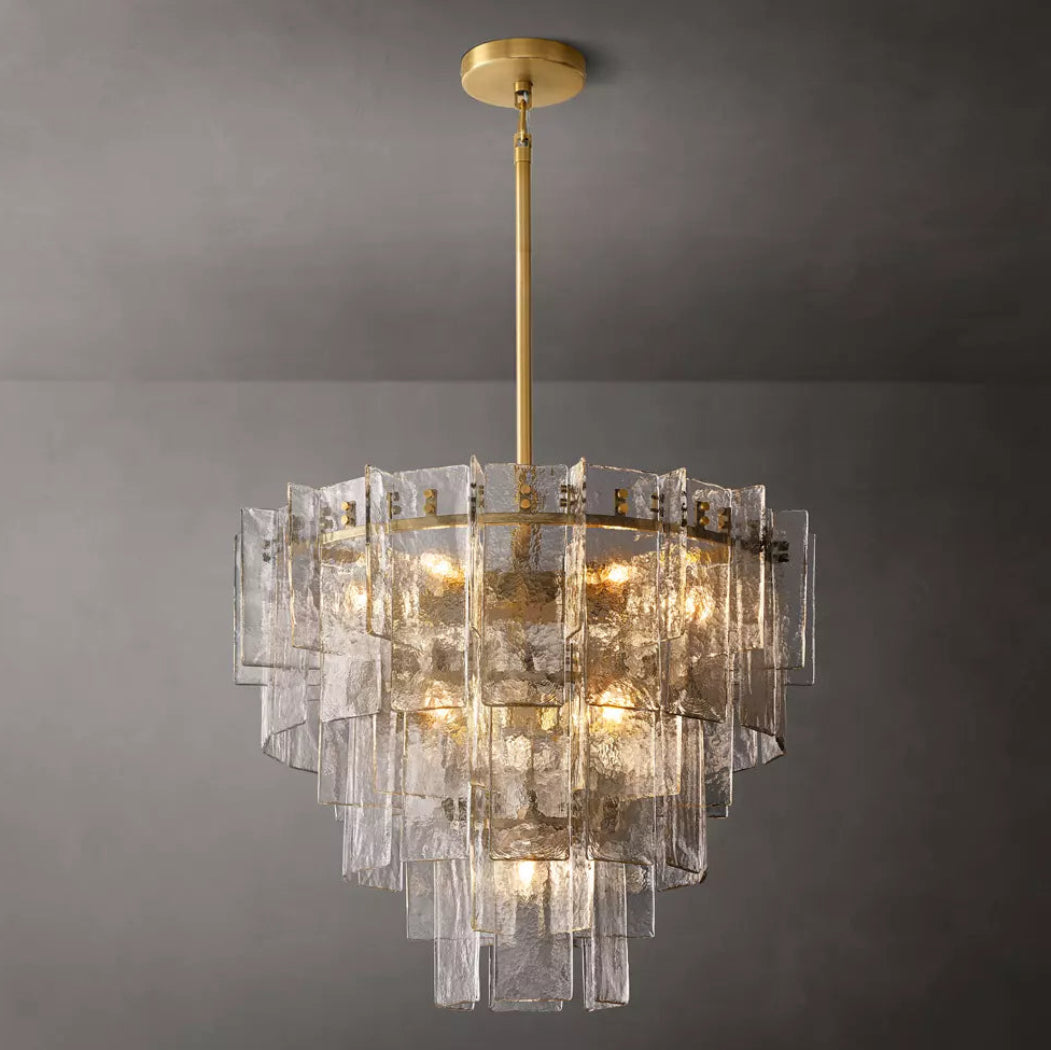 Lattice Modern Clear Glass Tired Chandelier 36"