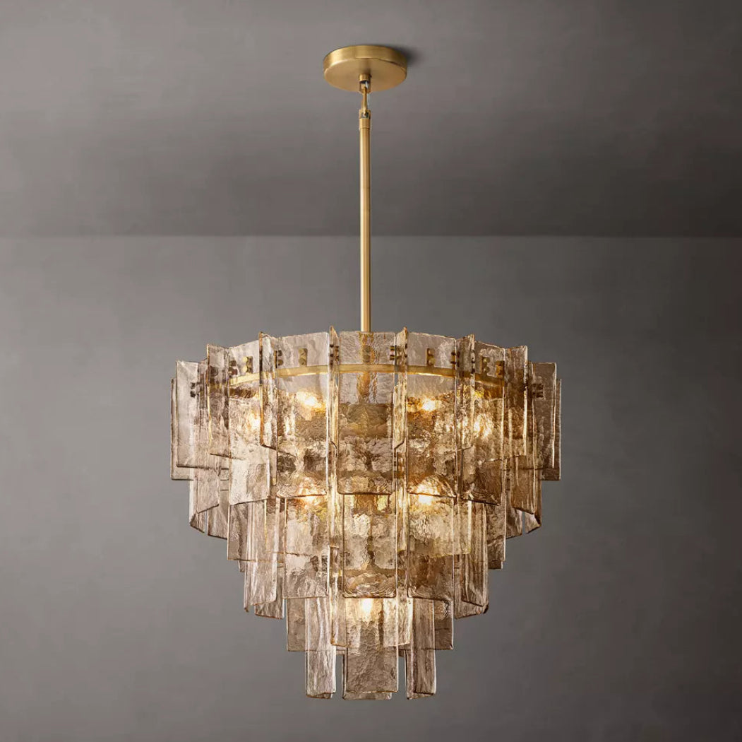 Lattice Modern Smoke Glass Tired Chandelier 36"