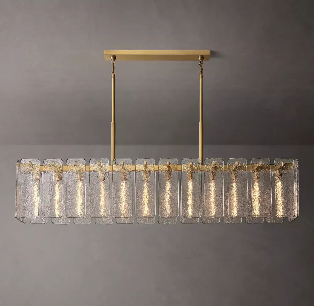Calamette Modern Glass Rectangular Chandelier 72"
