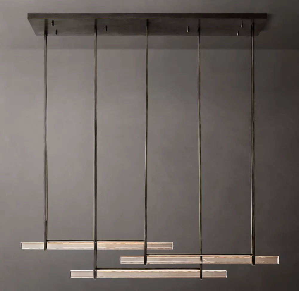Audubon Modern Crystal Triple Bar Linear Chandelier 72"
