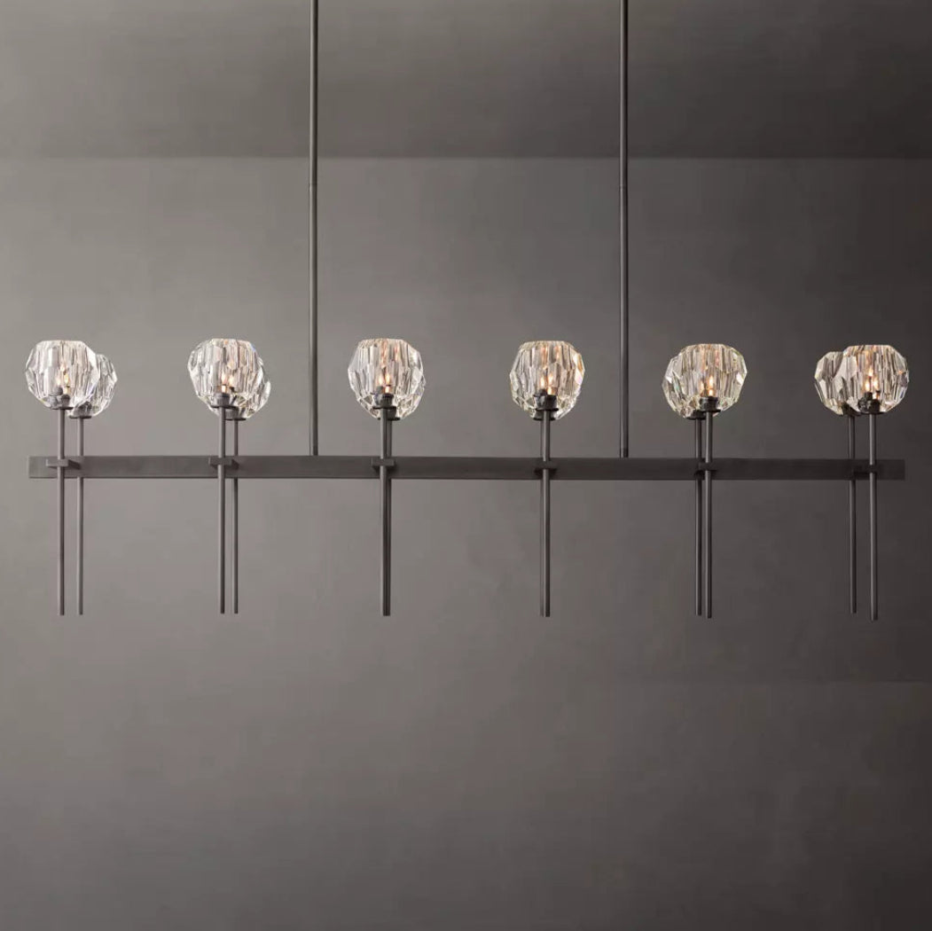 Boule De Modern Clear Double Linear Chandelier 60"