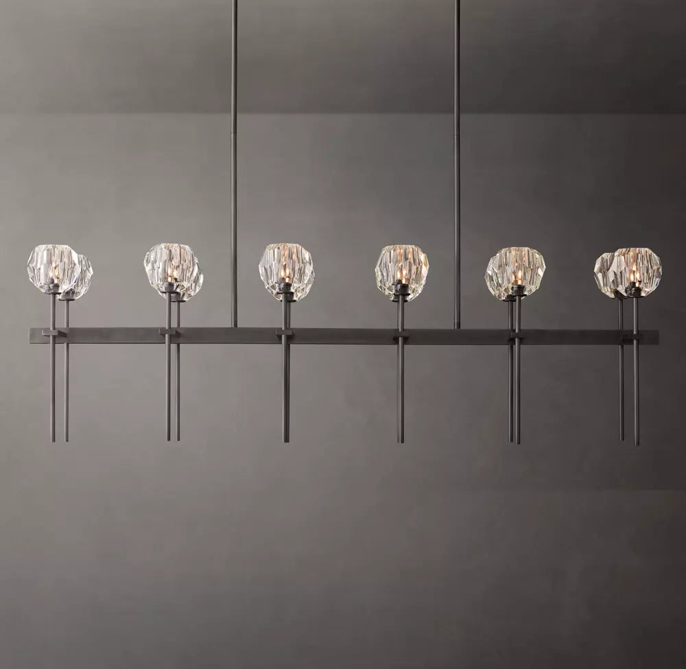 Boule De Modern Clear Double Linear Chandelier 60"