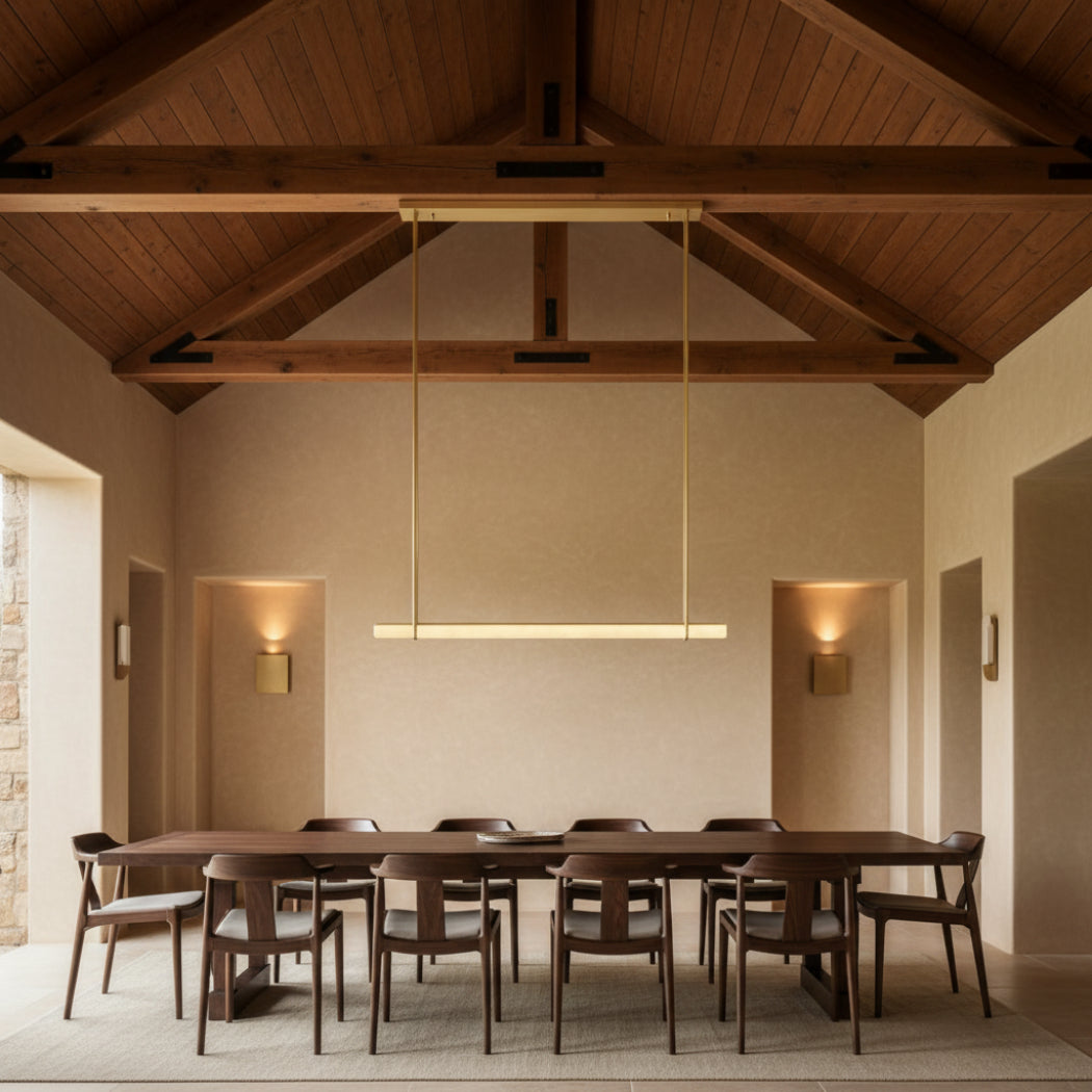 Audubons Modern Alabaster Single Bar Linear Chandelier W60"