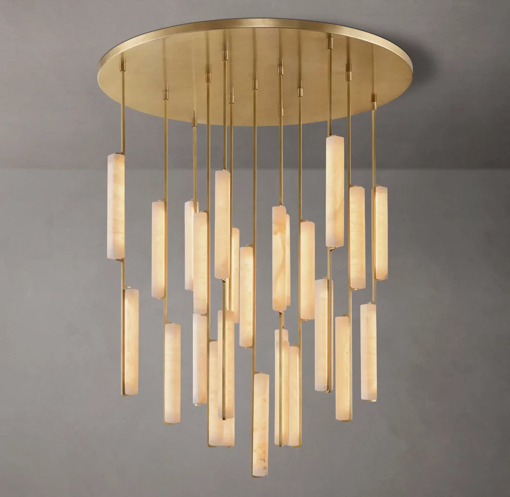 Audubons Modern Alabaster Round Chandelier 56"