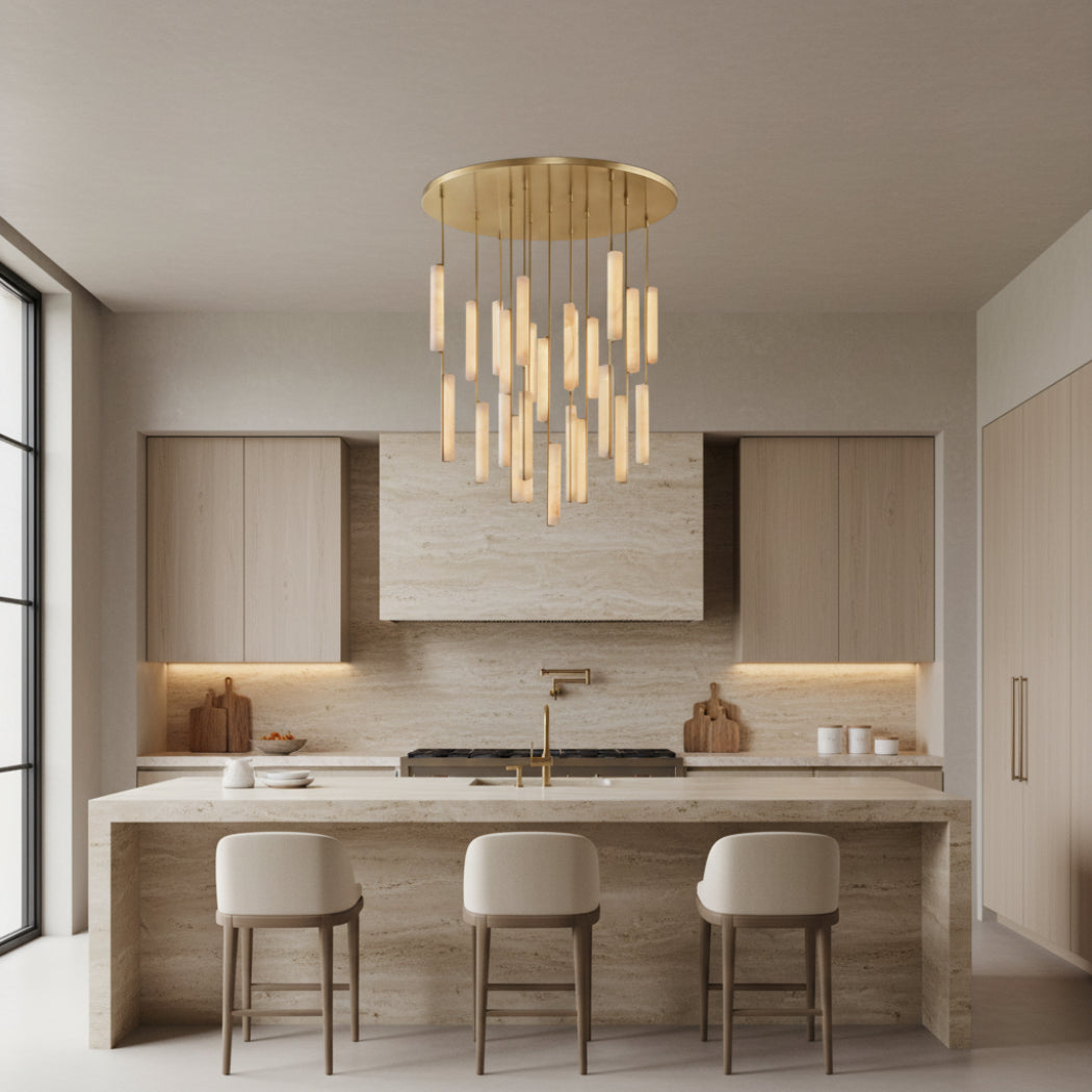Audubons Modern Alabaster Round Chandelier 56"