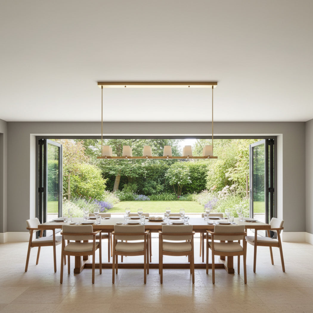 Pauillac Modern Linear Fabric Shade Chandelier 60"