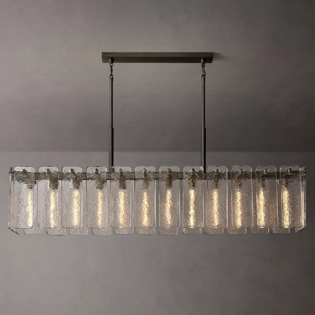 Calamette Modern Glass Rectangular Chandelier 72"