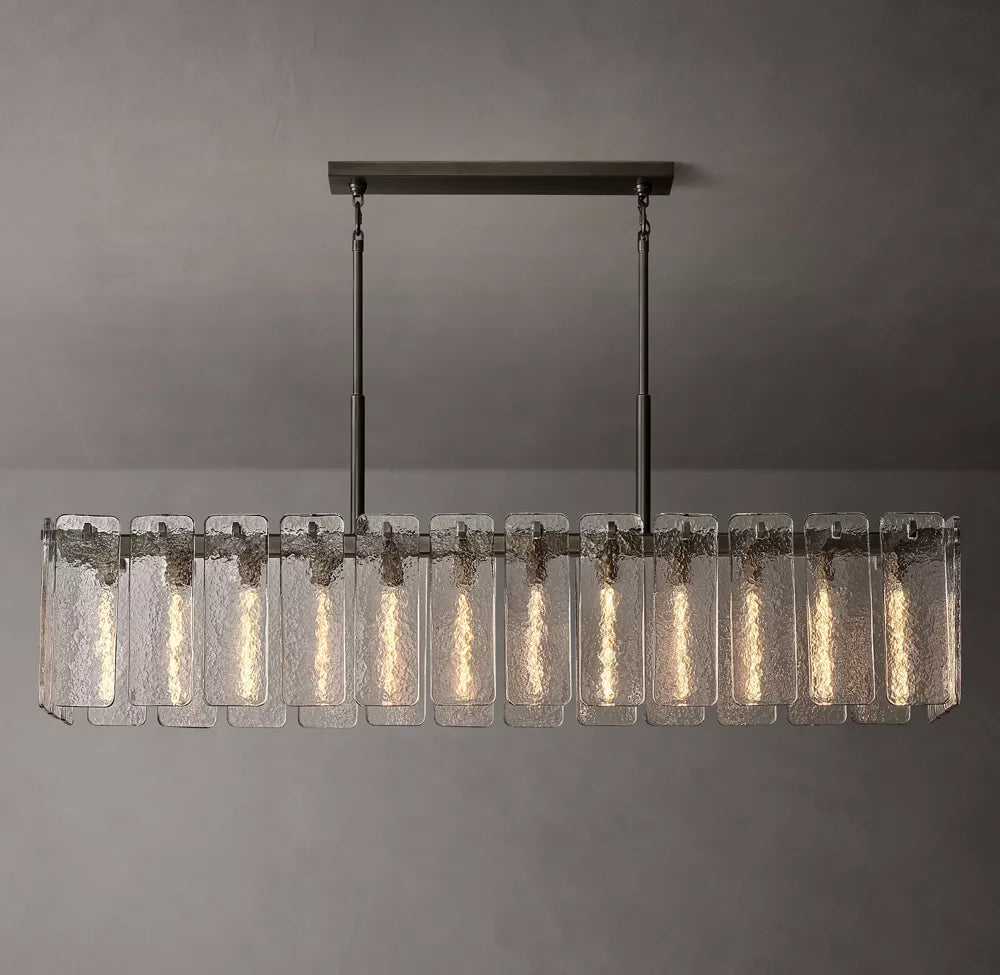 Calamette Modern Glass Rectangular Chandelier 72"