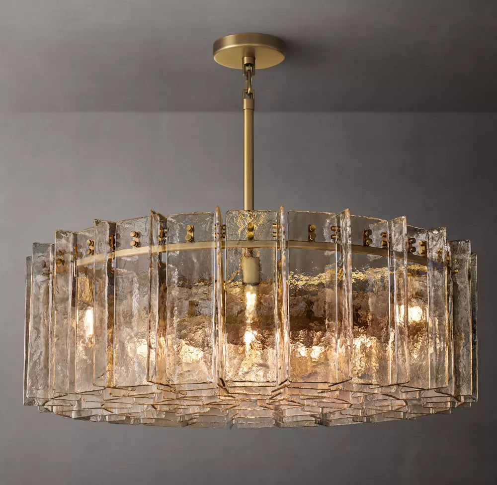 Lattice Modern Somke Glass Round Chandelier 48"